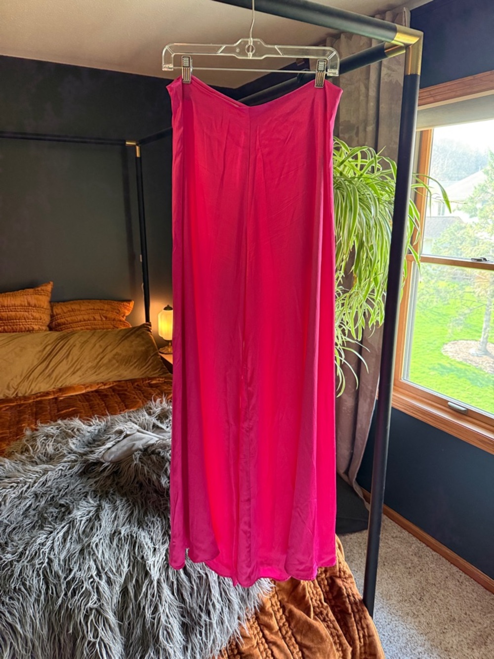Corey Lynn Calter Bright Pink Wide Leg silk  Pants